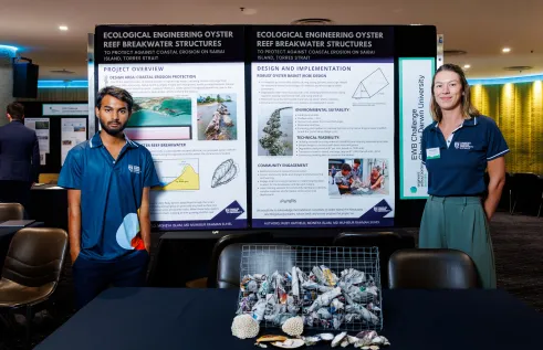 Md Muhibur Rahman Suhel (Ryan) and Ruby Hatfield at the 2024 Engineers Without Borders showcase