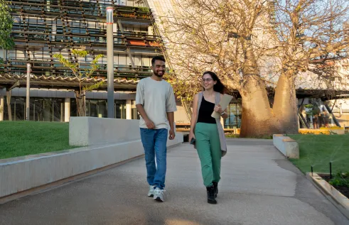 Students walking around the campus