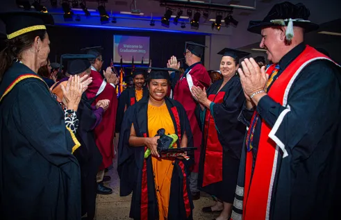 Pacific Australia Labour Mobility scheme Early Childhood Education and Care pilot participant Hellen Toak at the Katherine graduation in 2025.