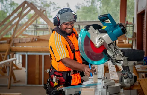 tradesperson on the tools