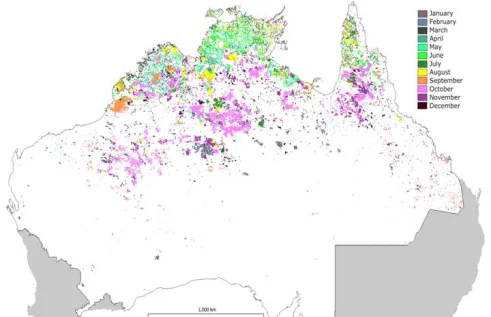 Burnt area mapping shown by month. Picture"NAFI