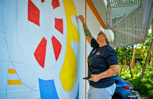 CDU First Nations Training and Teacher Education Hub Director Larissa Pickalla is one of 23 artists involved in this year’s Darwin Street Art Festival. 
