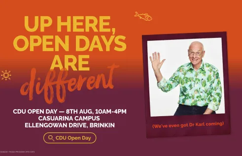 Open Day Banner image with Dr Karl 