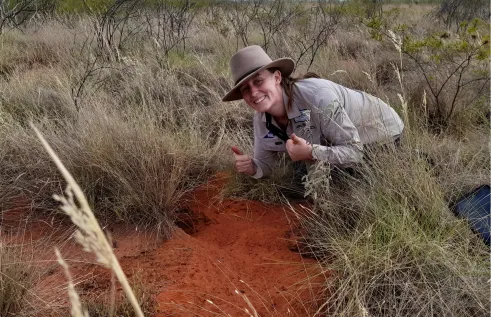 A woman in field work