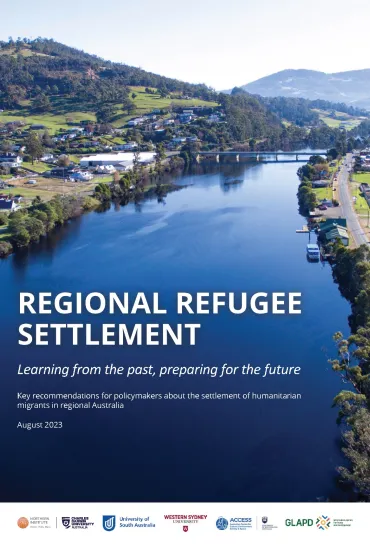 Report Cover with title: Regional Refugee Settlement: learning from the past, preparing for the future