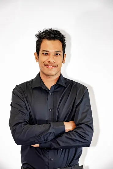 Portrait of Sujan on white background