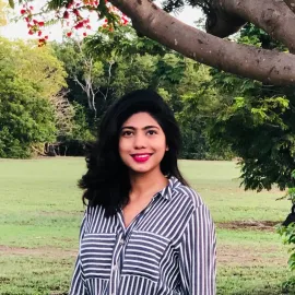 CDU student Sharina Muneeb in a garden