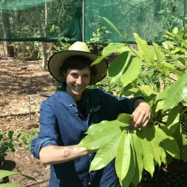 Horticulture student Chloe Roch at work in the nursery