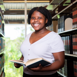 Law student Sizol at Casuarina campus library